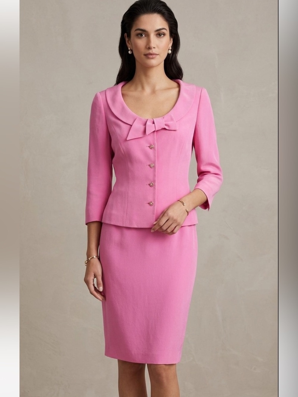 Escada pink silk jacket and shirt set